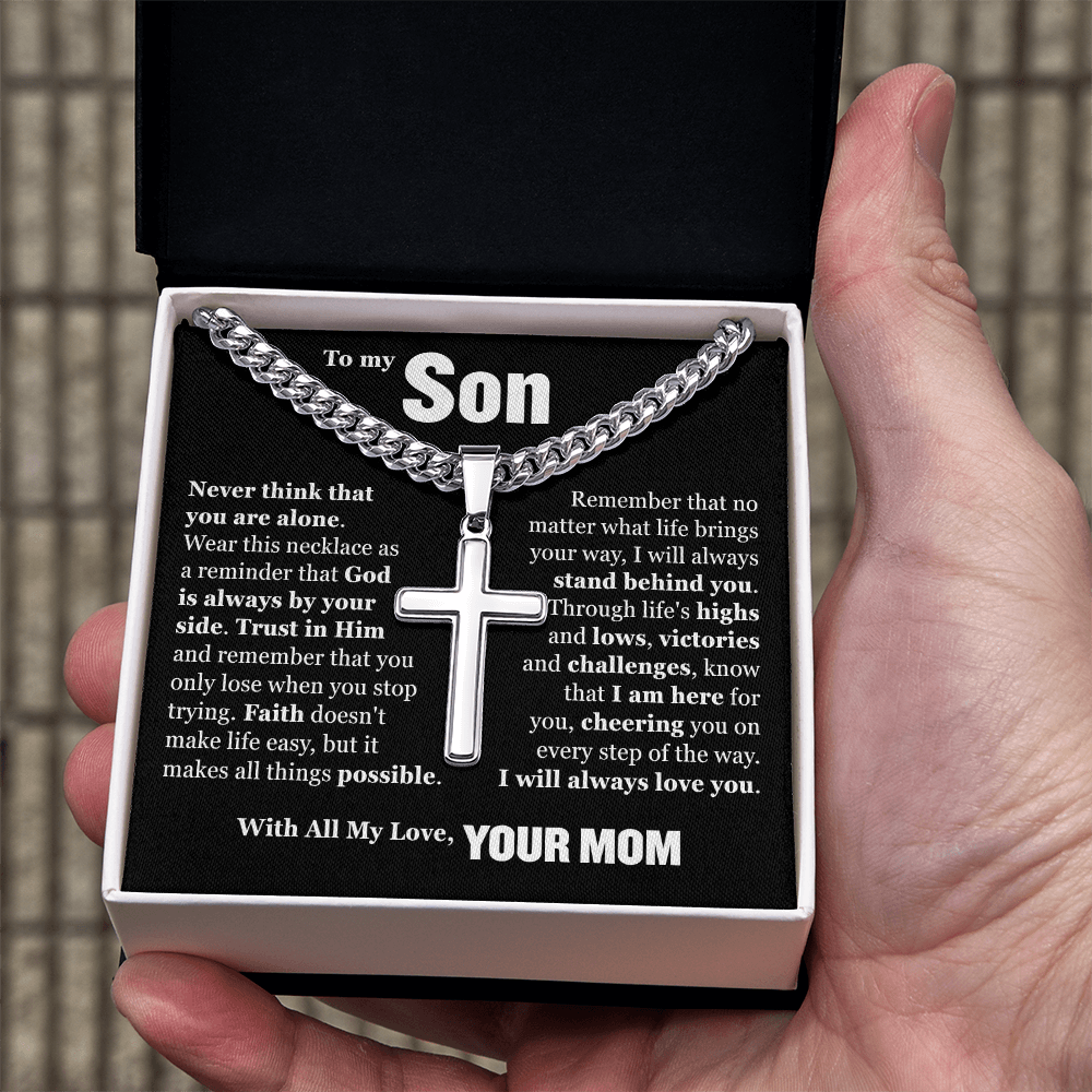 Cross Cuban Link Chain - To My Son "Trust in Him"