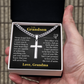 Cross Cuban Link Chain - To My Grandson "You Either Win or Learn"
