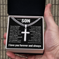 Cross Cuban Link Chain - To My Son "Never Feel That You Are Alone"
