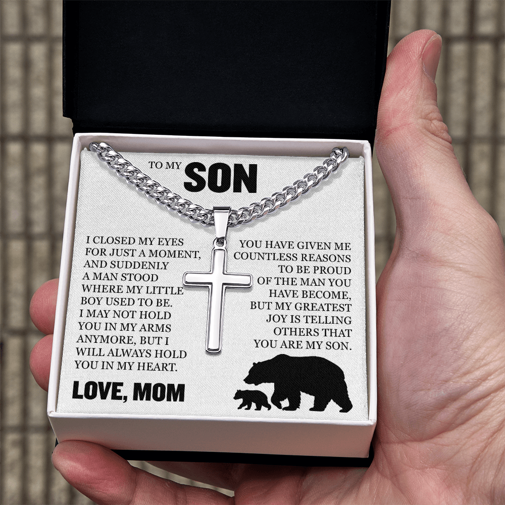 Cross Cuban Link Chain - To My Son "Proud of The Man You have Become"