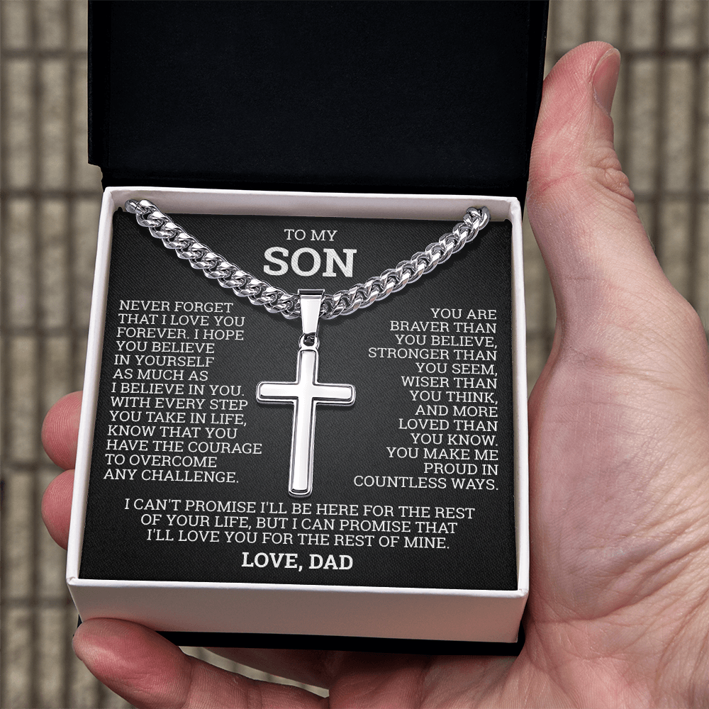 Cross Cuban Link Chain - To My Son "I Hope You Believe In Yourself"