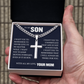Cross Cuban Link Chain - To My Son "I Will Always Be There For You"