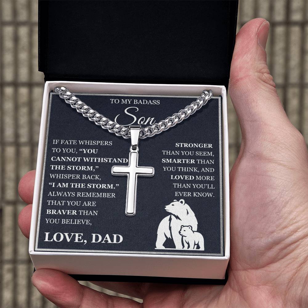 To My Son - Artisan Cross with Cuban Link Chain