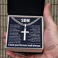 Cross Cuban Link Chain - To My Son "Never Forget How Much I Love You"