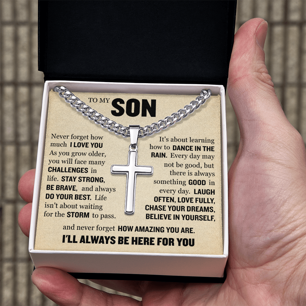 Cross Cuban Link Chain - To My Son "Never Forget How Amazing You Are"