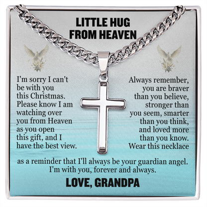 Cross Cuban Link Chain - Little Hug From Heaven From Grandpa