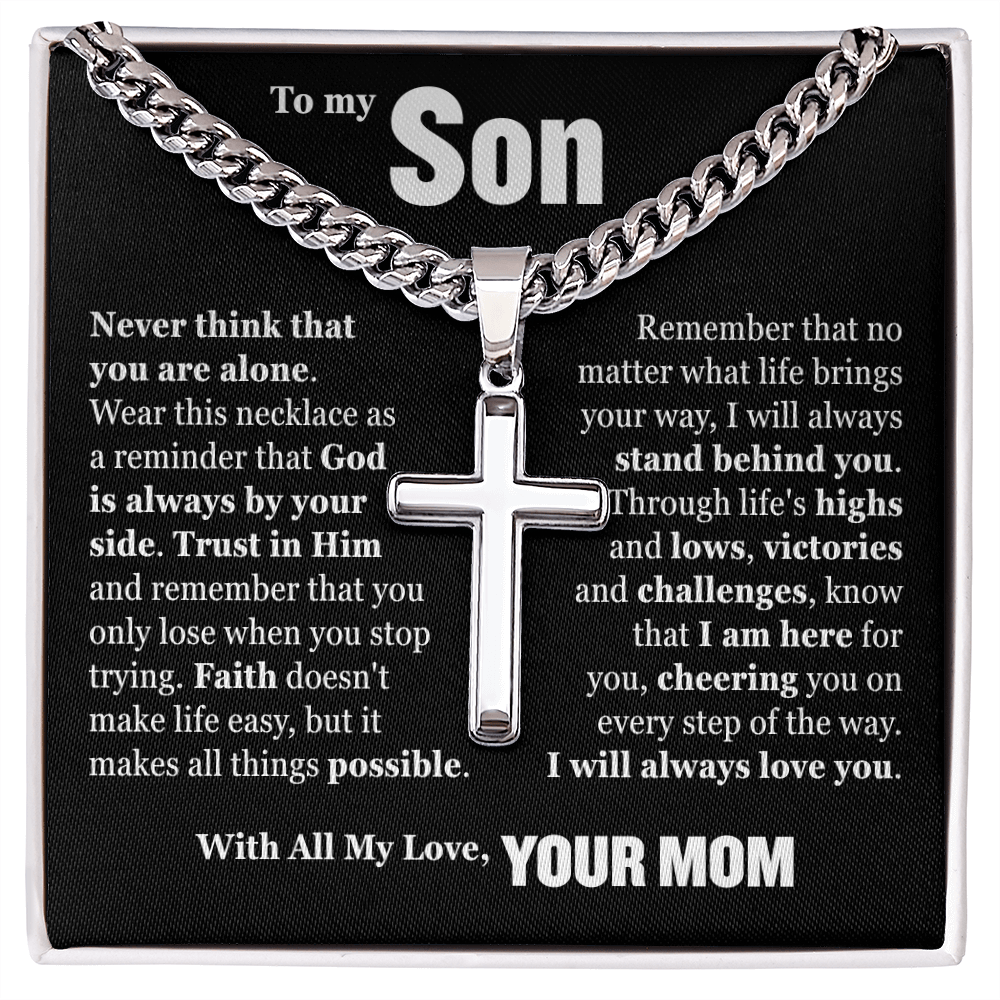 Cross Cuban Link Chain - To My Son "Trust in Him"