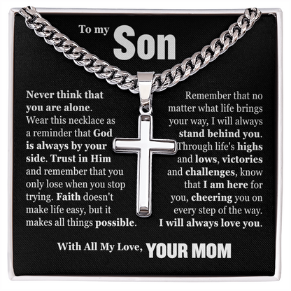 Cross Cuban Link Chain - To My Son "Trust in Him"