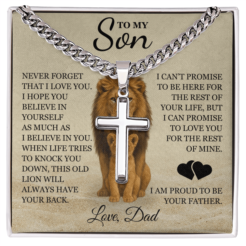 To My Son - Artisan Cross with Cuban Link Chain