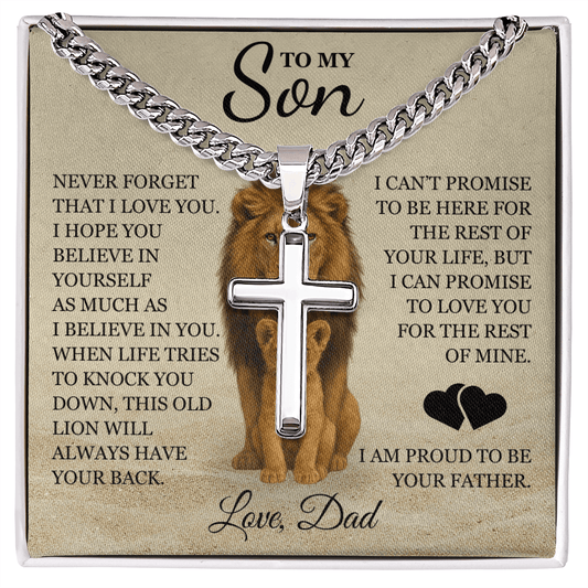 To My Son - Artisan Cross with Cuban Link Chain