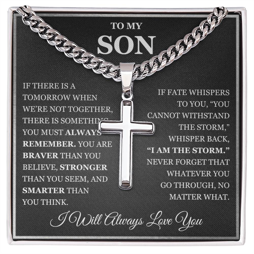 To My Son - Artisan Cross with Cuban Link Chain