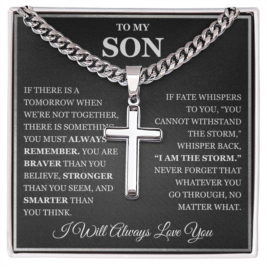 To My Son - Artisan Cross with Cuban Link Chain