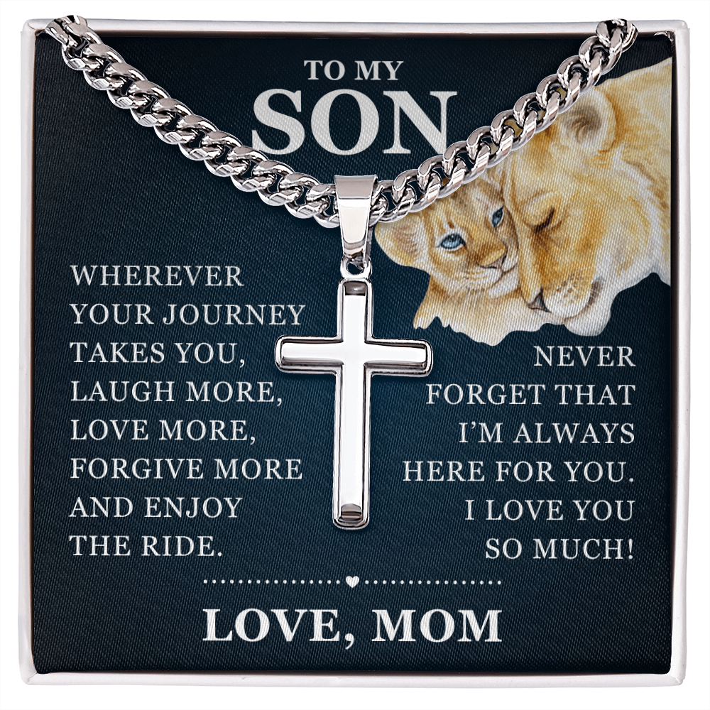 Artisan Cross with Cuban Link Chain - To My Son "I Love You So Much"