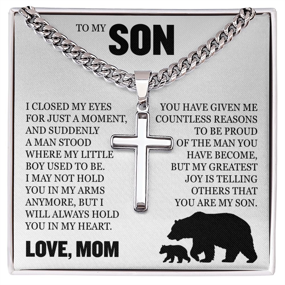Cross Cuban Link Chain - To My Son "Proud of The Man You have Become"
