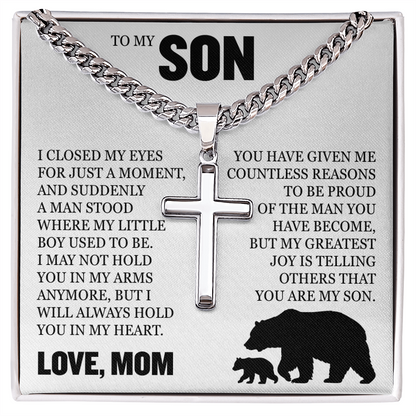 Cross Cuban Link Chain - To My Son "Proud of The Man You have Become"
