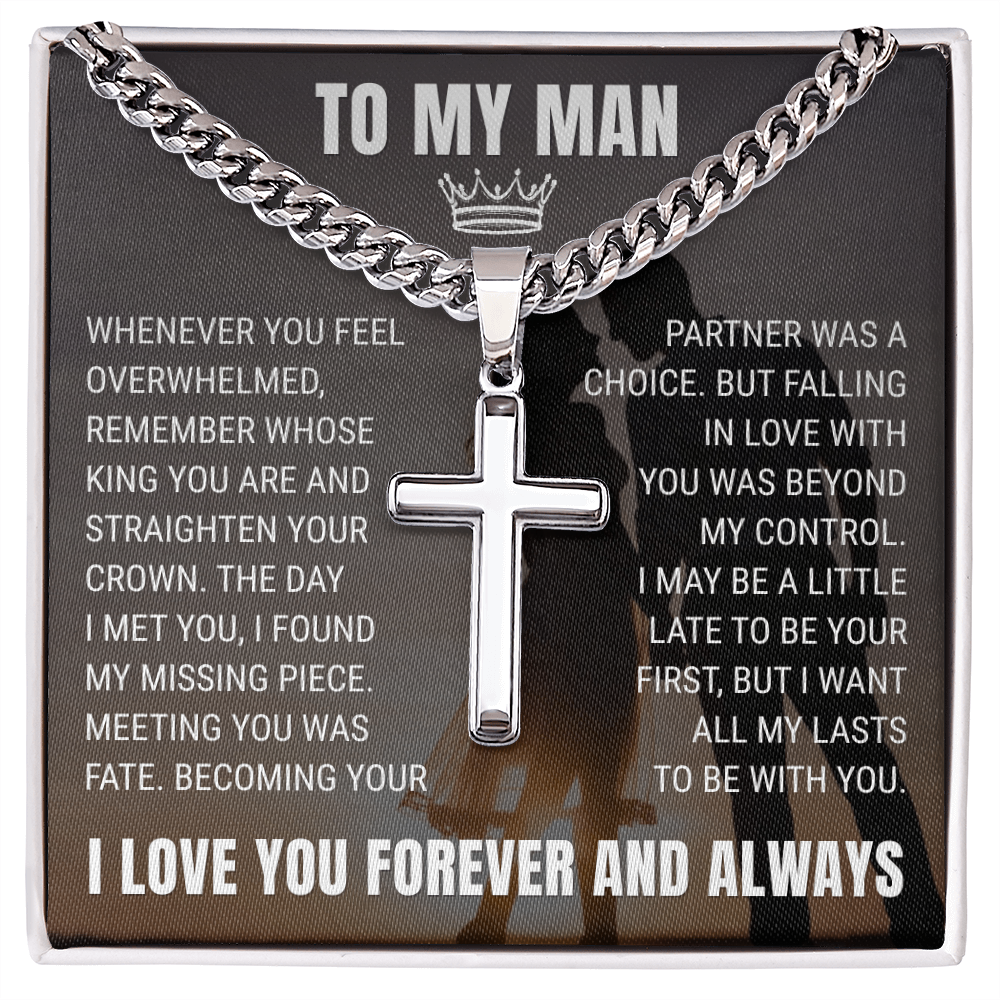 Cross Cuban Link Chain - To My Husband "I Found My Missing Piece"