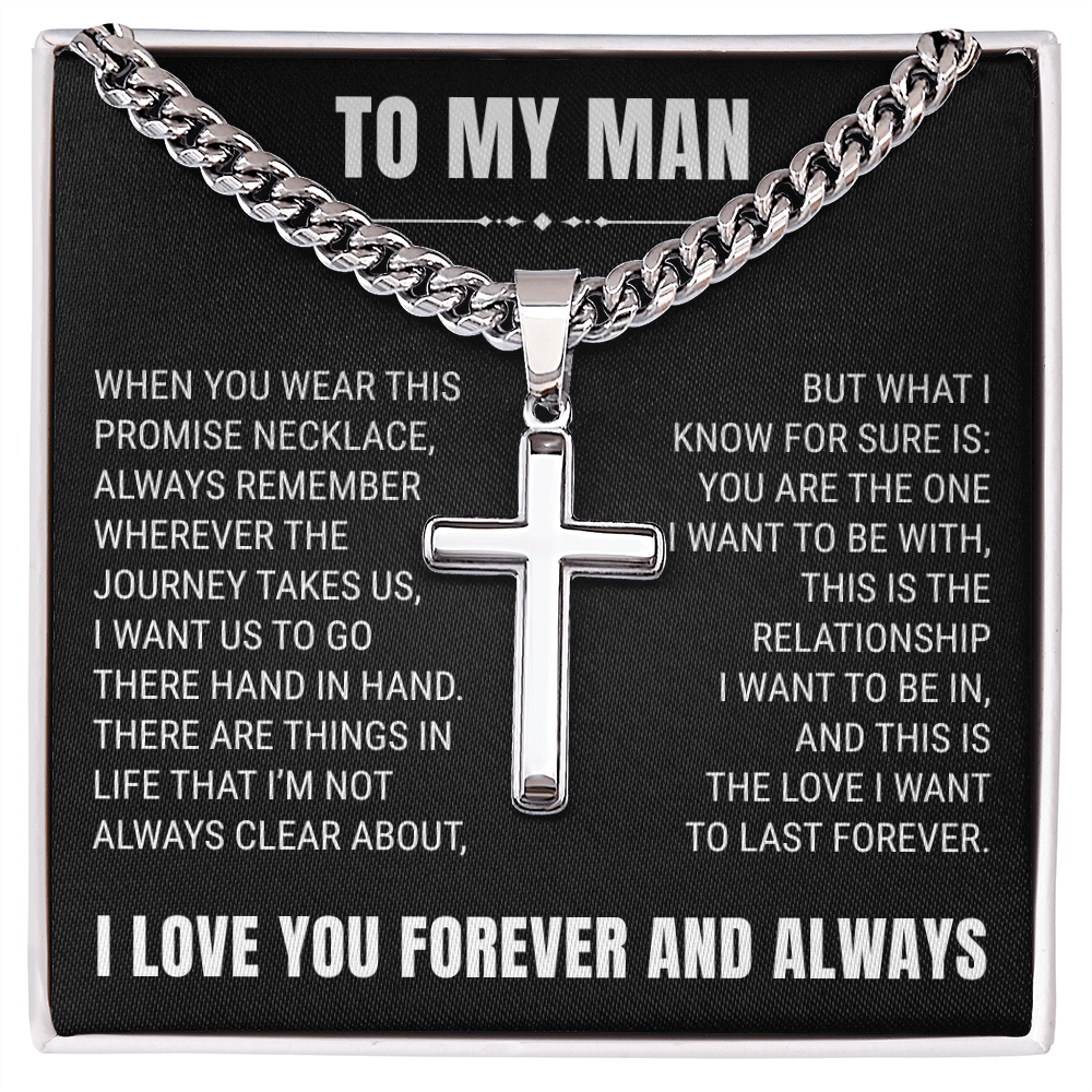 Cross Cuban Link Chain - To My Husband "You Are The One"