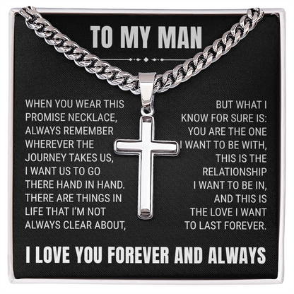 Cross Cuban Link Chain - To My Husband "You Are The One"