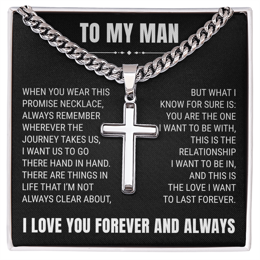 Cross Cuban Link Chain - To My Husband "You Are The One"