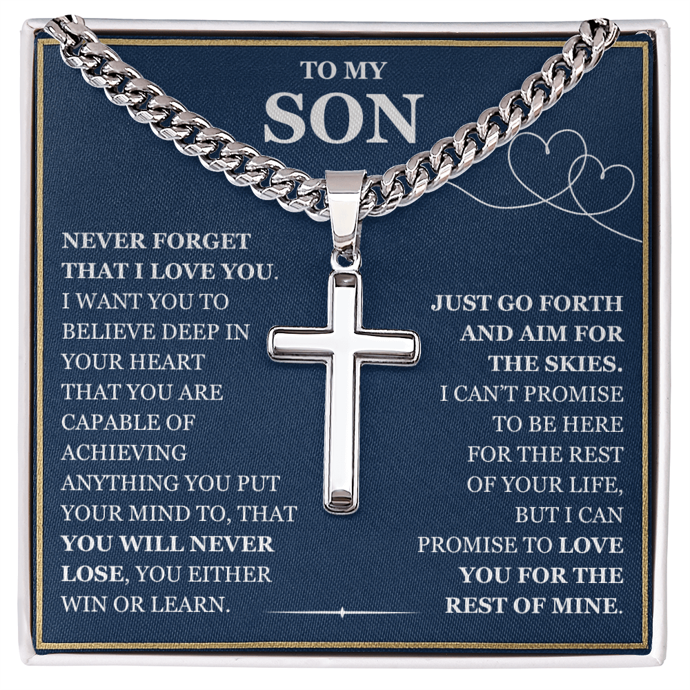 To My Son - Artisan Cross with Cuban Link Chain