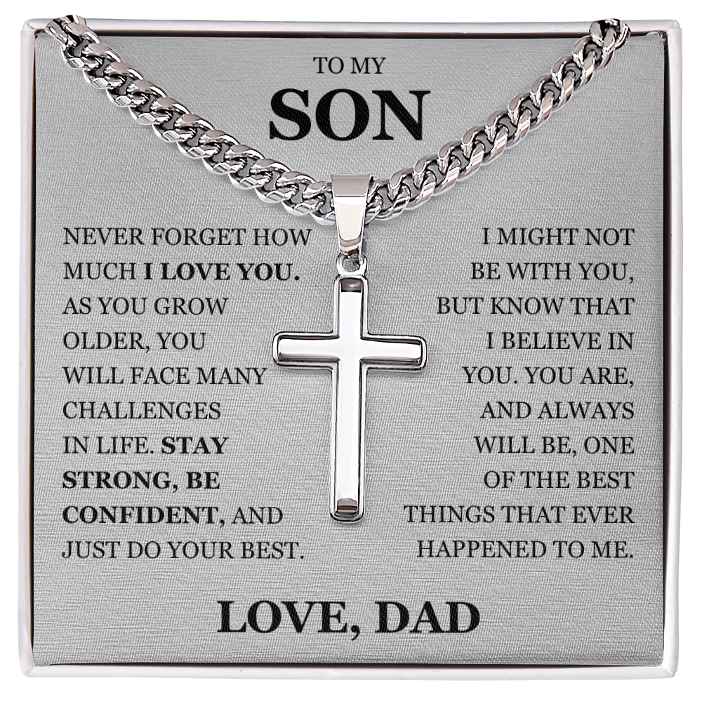 To My Son - Artisan Cross with Cuban Link Chain