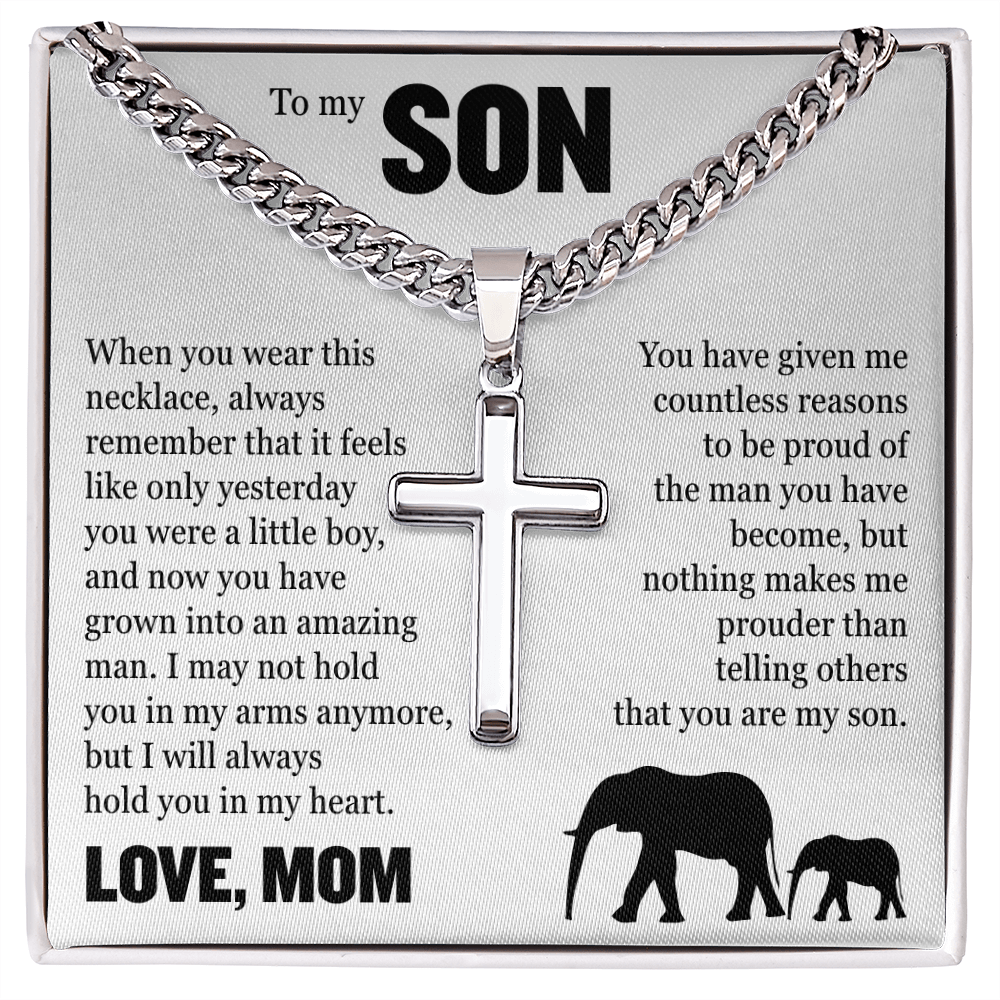 Cross Cuban Link Chain - To My Son "You Have Grown Into and Amazing Man"