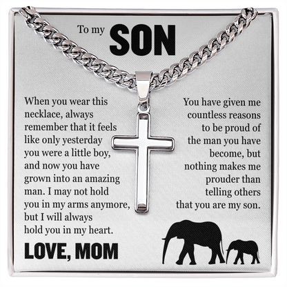 Cross Cuban Link Chain - To My Son "You Have Grown Into and Amazing Man"