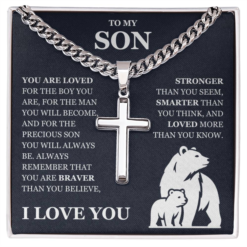 To My Son - Artisan Cross with Cuban Link Chain