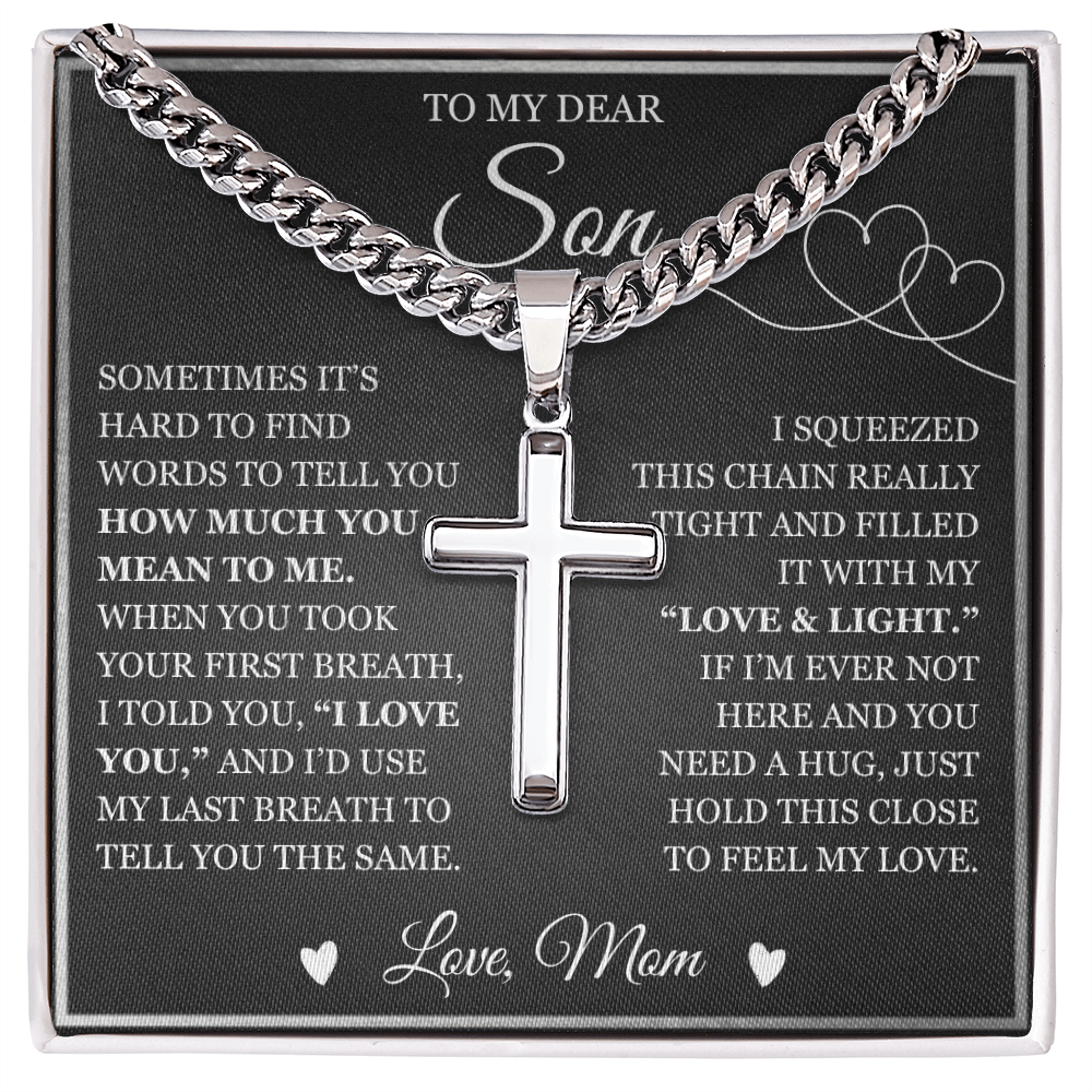 To My Son - Artisan Cross with Cuban Link Chain