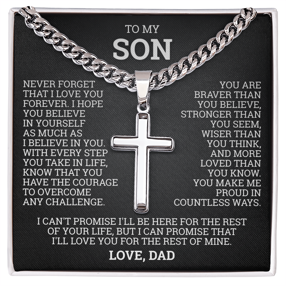 Cross Cuban Link Chain - To My Son "I Hope You Believe In Yourself"