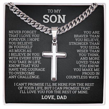 Cross Cuban Link Chain - To My Son "I Hope You Believe In Yourself"