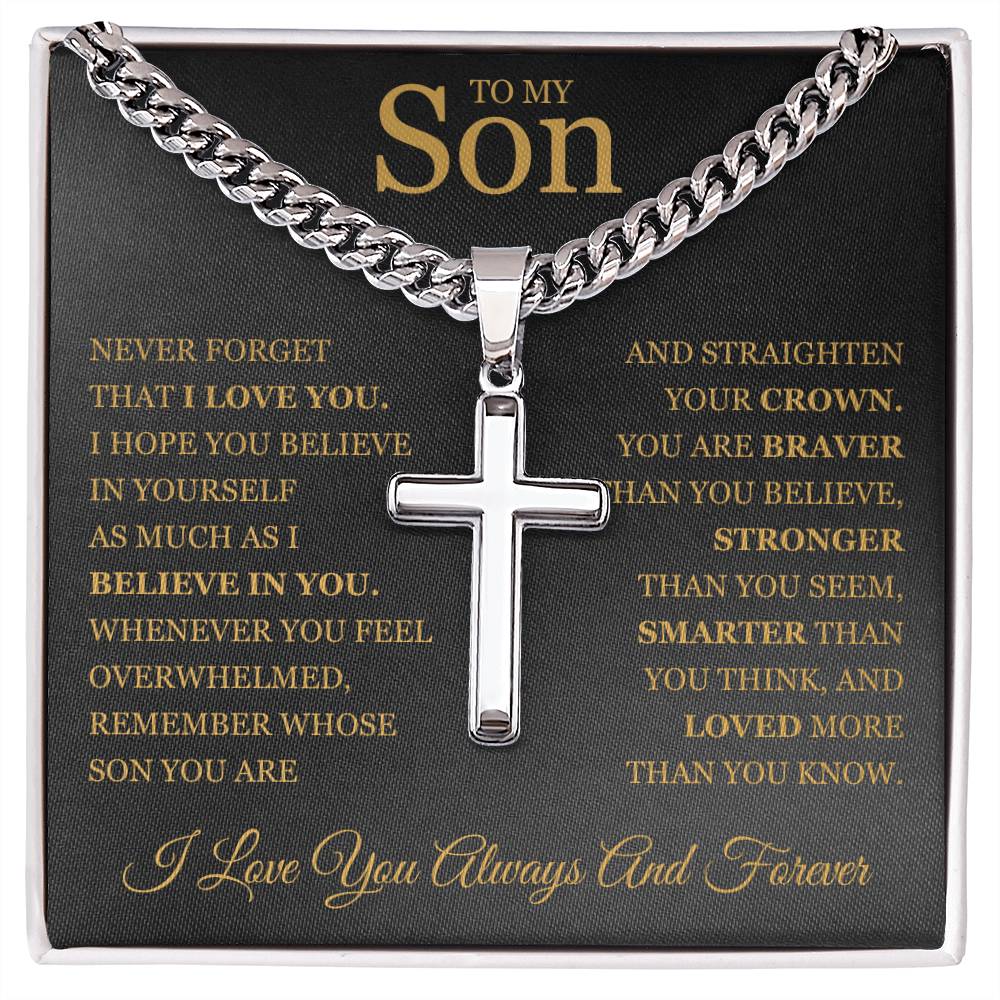 To My Son - Artisan Cross with Cuban Link Chain