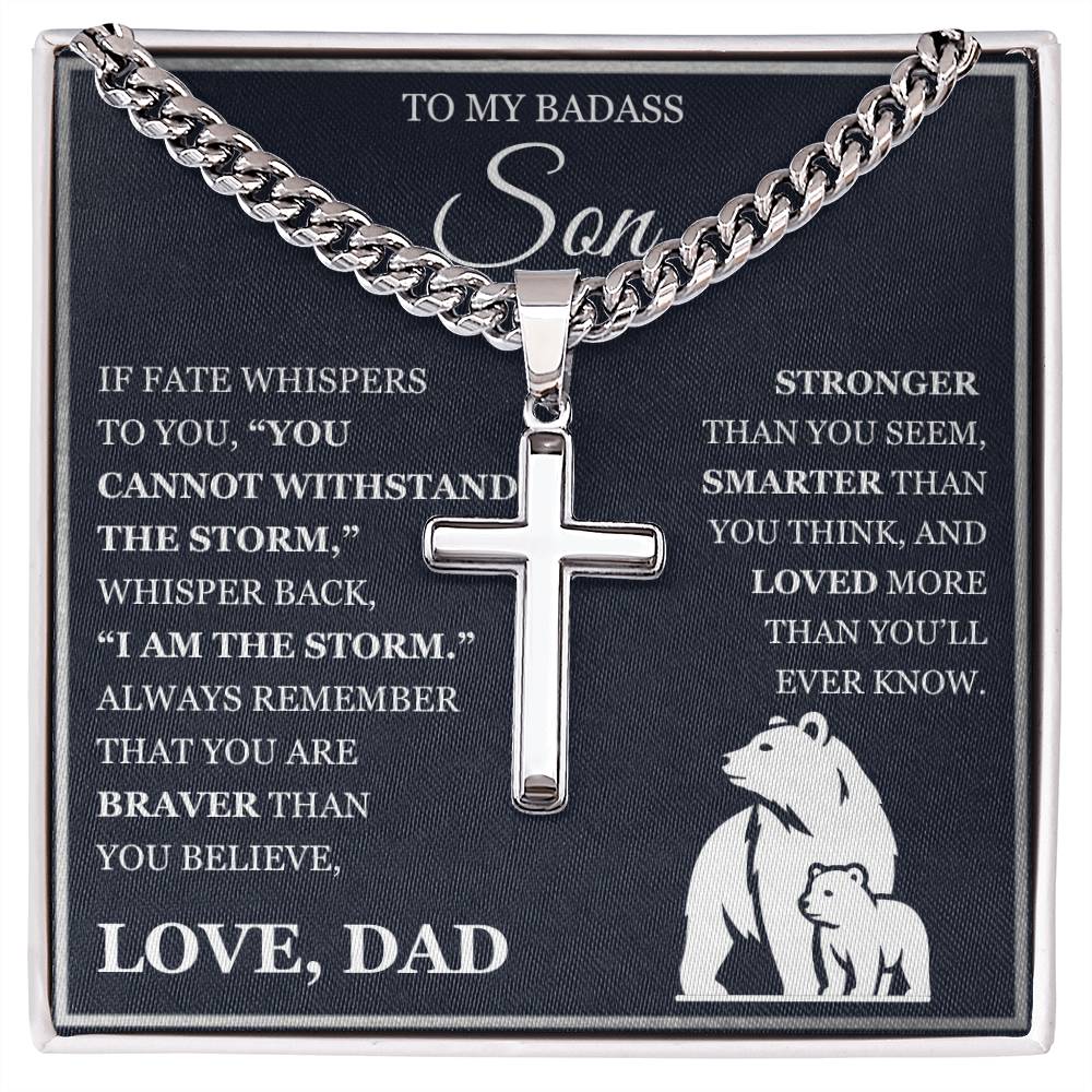 To My Son - Artisan Cross with Cuban Link Chain