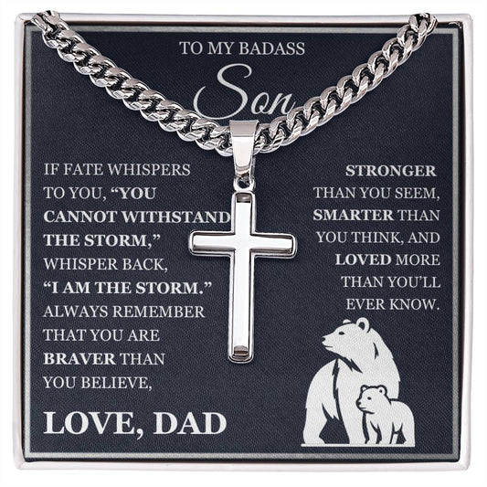 To My Son - Artisan Cross with Cuban Link Chain