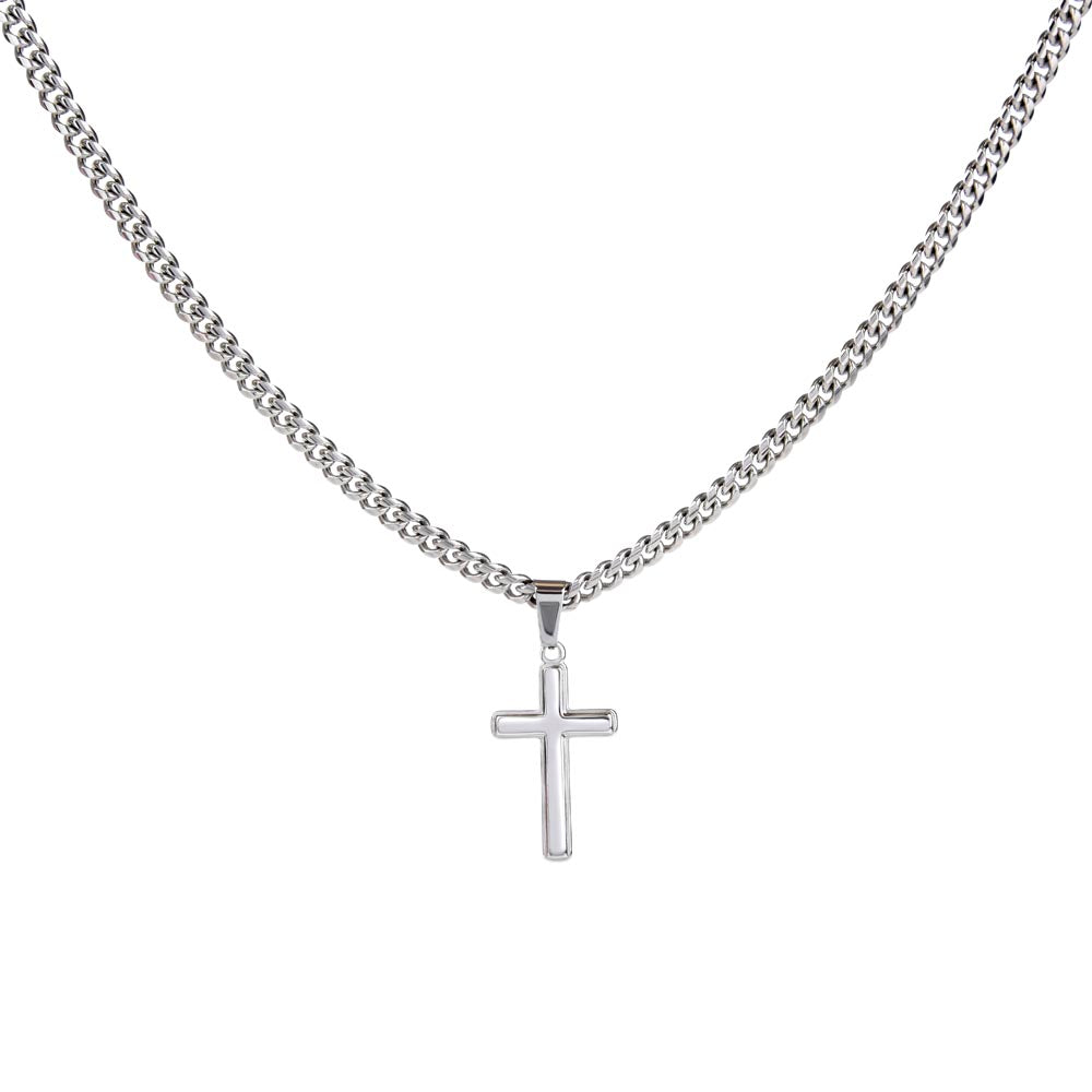 Cross Cuban Link Chain - To My Son "Proud of The Man You have Become"