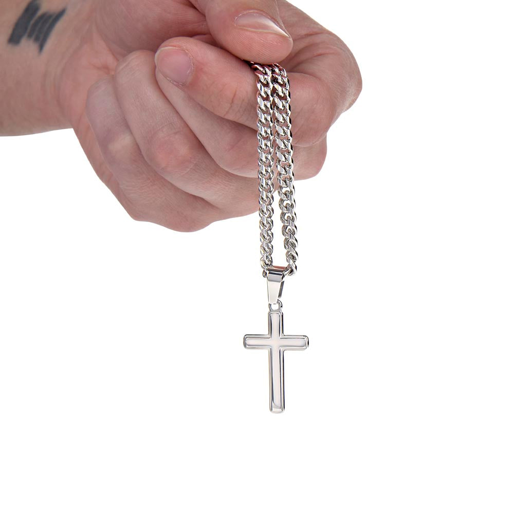 Cross Cuban Link Chain - To My Husband "How Happy You Make Me"