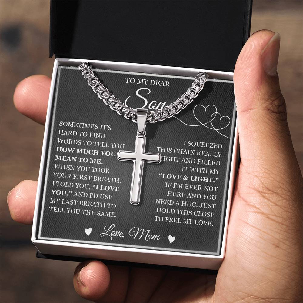 To My Son - Artisan Cross with Cuban Link Chain