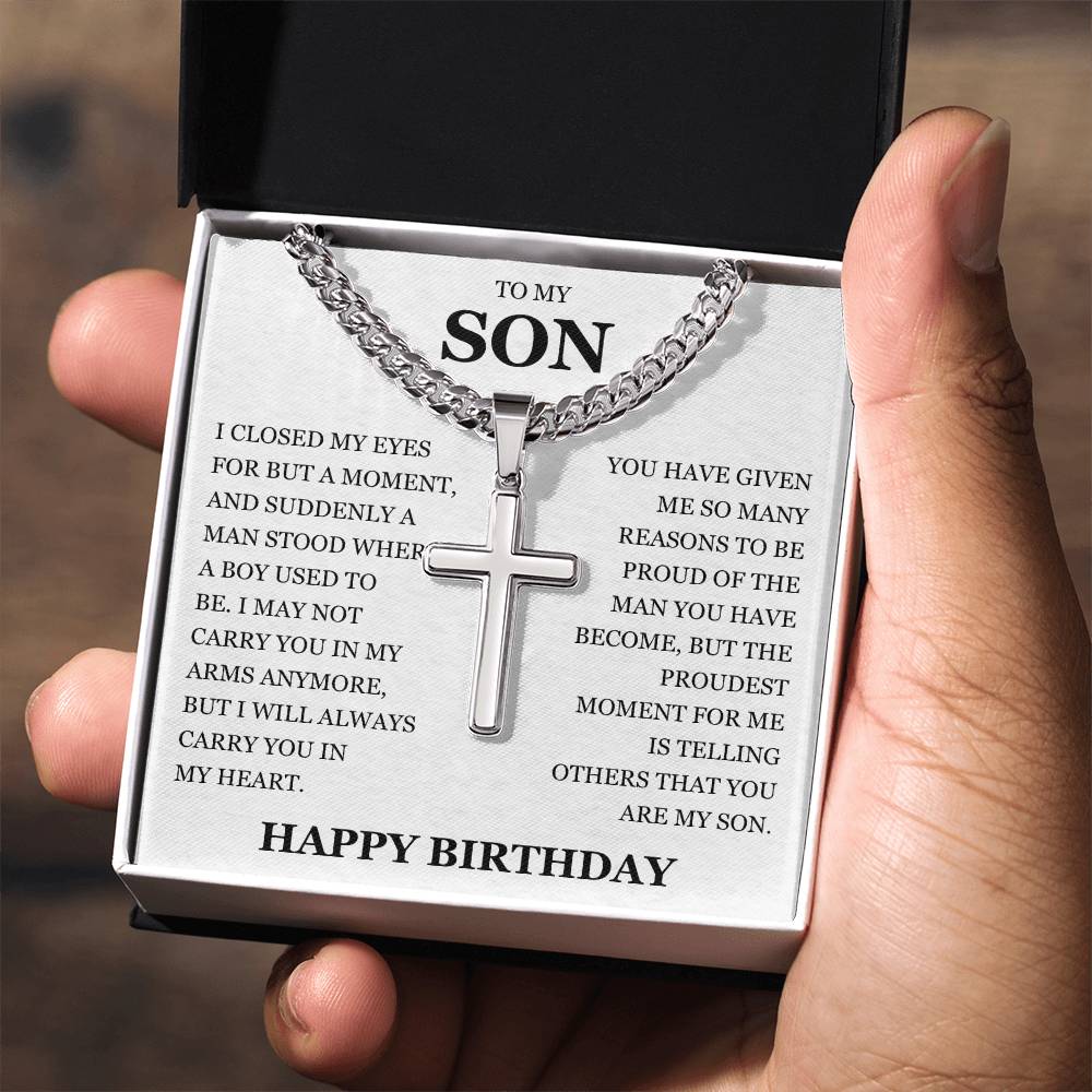 To My Son - Artisan Cross with Cuban Link Chain