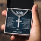 Cuban  Chain with Cross Necklace - To My Son "Reach For The Stars"