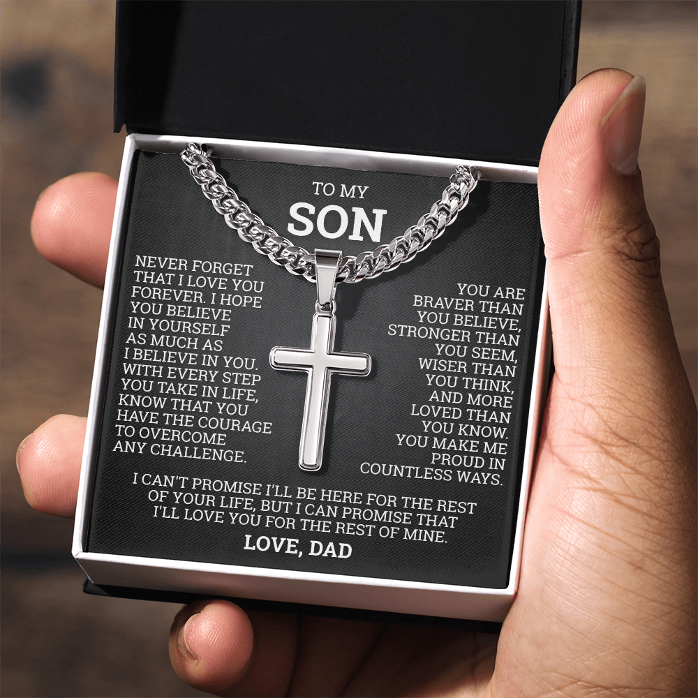 Cross Cuban Link Chain - To My Son "I Hope You Believe In Yourself"