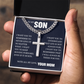Cross Cuban Link Chain - To My Son "I Will Always Be There For You"
