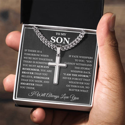 To My Son - Artisan Cross with Cuban Link Chain