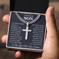 To My Son - Artisan Cross with Cuban Link Chain