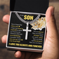 Cross Cuban Link Chain - To My Son "Never Forget That I Love You"