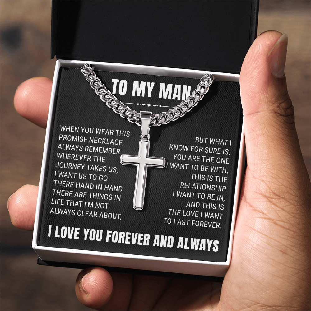 Cross Cuban Link Chain - To My Husband "You Are The One"