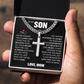 Cross Cuban Link Chain - To My Son "Never Forget That I Love You"