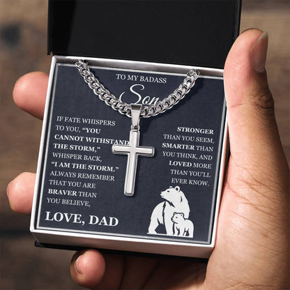 To My Son - Artisan Cross with Cuban Link Chain