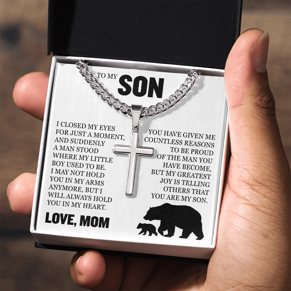 Cross Cuban Link Chain - To My Son "Proud of The Man You have Become"