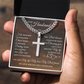 Cross Cuban Link Chain - To My Husband "Fate Brought Us Together"