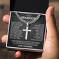 Cross Cuban Link Chain - To My Grandson "You Are Braver Than You Believe"